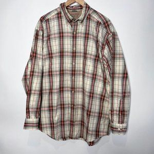 Nautica Vintage Button Up Plaid Long Sleeve Orange Tan Ivory Men's Size XL